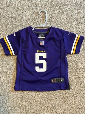 Nike Kids Minnesota Vikings Bridgewater Purple and White #5 Football Jersey